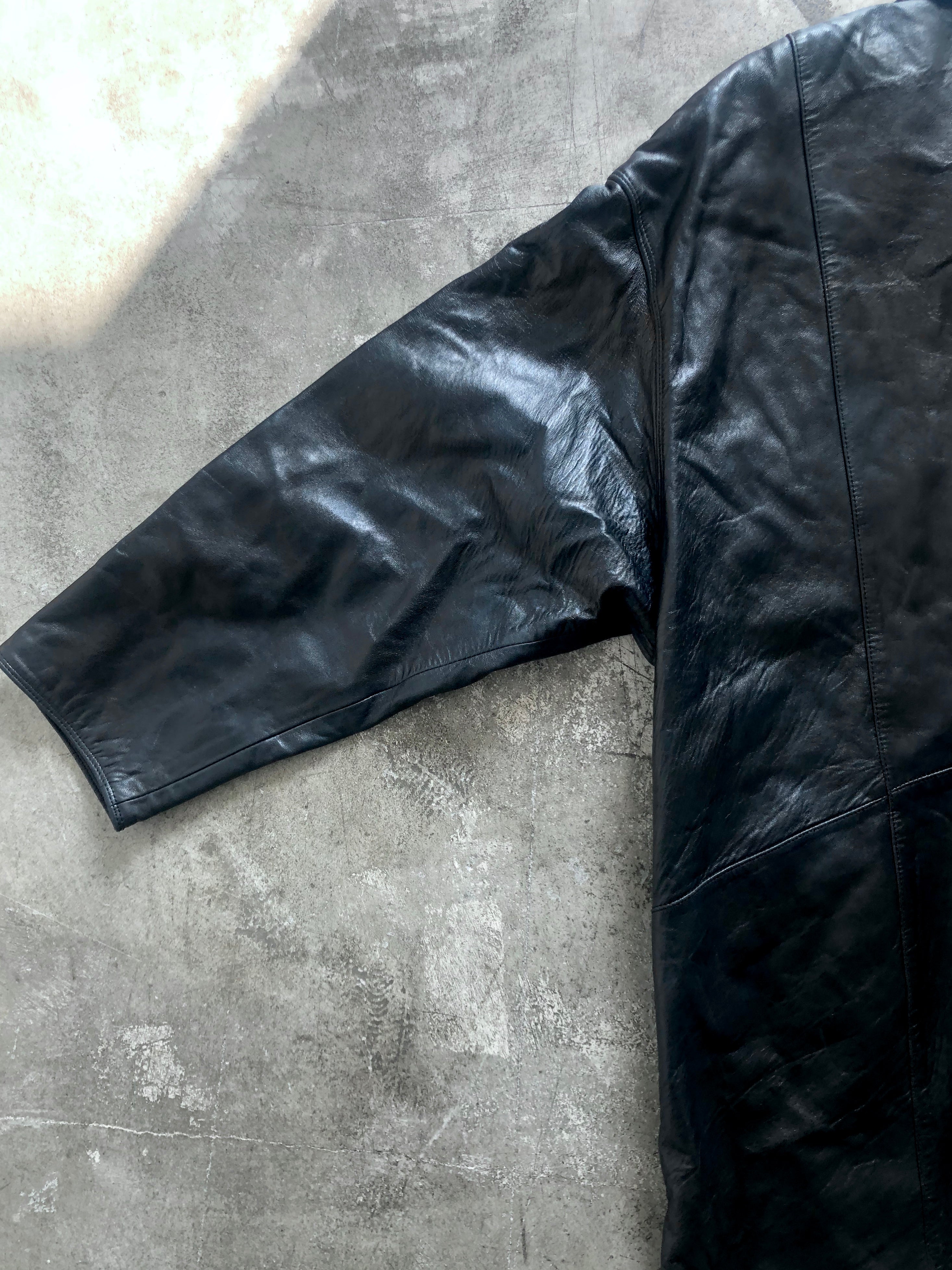 black leather coat
