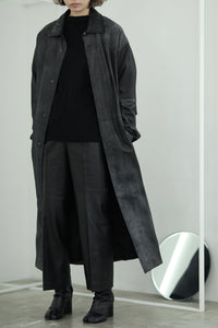 black leather long coat