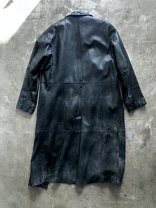 black leather long coat