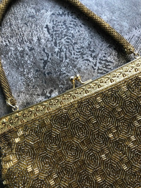 gold beads bag