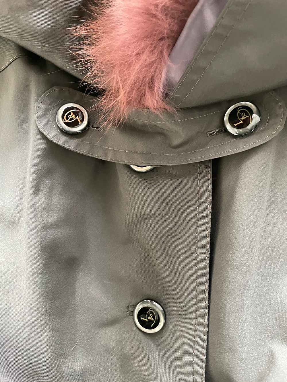 charcoal silk coat with mink fur