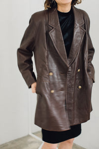 Pierre balmain brown leather coat