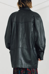 black big shape leather coat